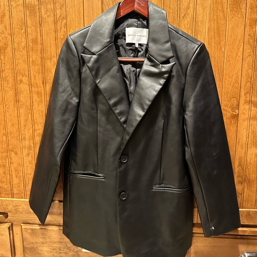 Rebecca Minkoff Leather Blazer Jacket Black Medium